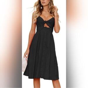 Yidarton black linen dress